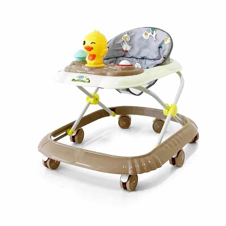 Trotteur Bébé Pliable Musical,3 Hauteurs Réglables, avec Siège et Dossier Rembourré, Plateau pour Bébé 6-18Mois