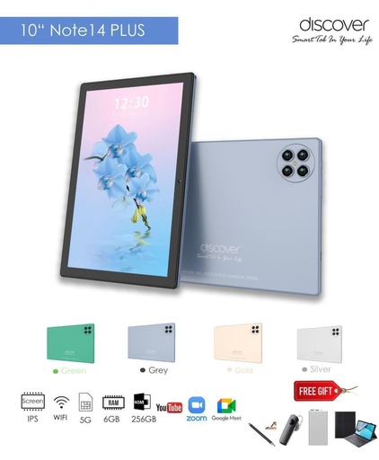 Tablette Professionnelle Discover Note 14 Plus DUAL SIM 5G 10,1 Pouces 6Gb ROM 256Gb