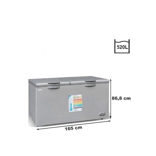 SMART TECHNOLOGY Congélateur Couché Avec Vitre à L'intérieur STCC-640V - 520 L - GRIS